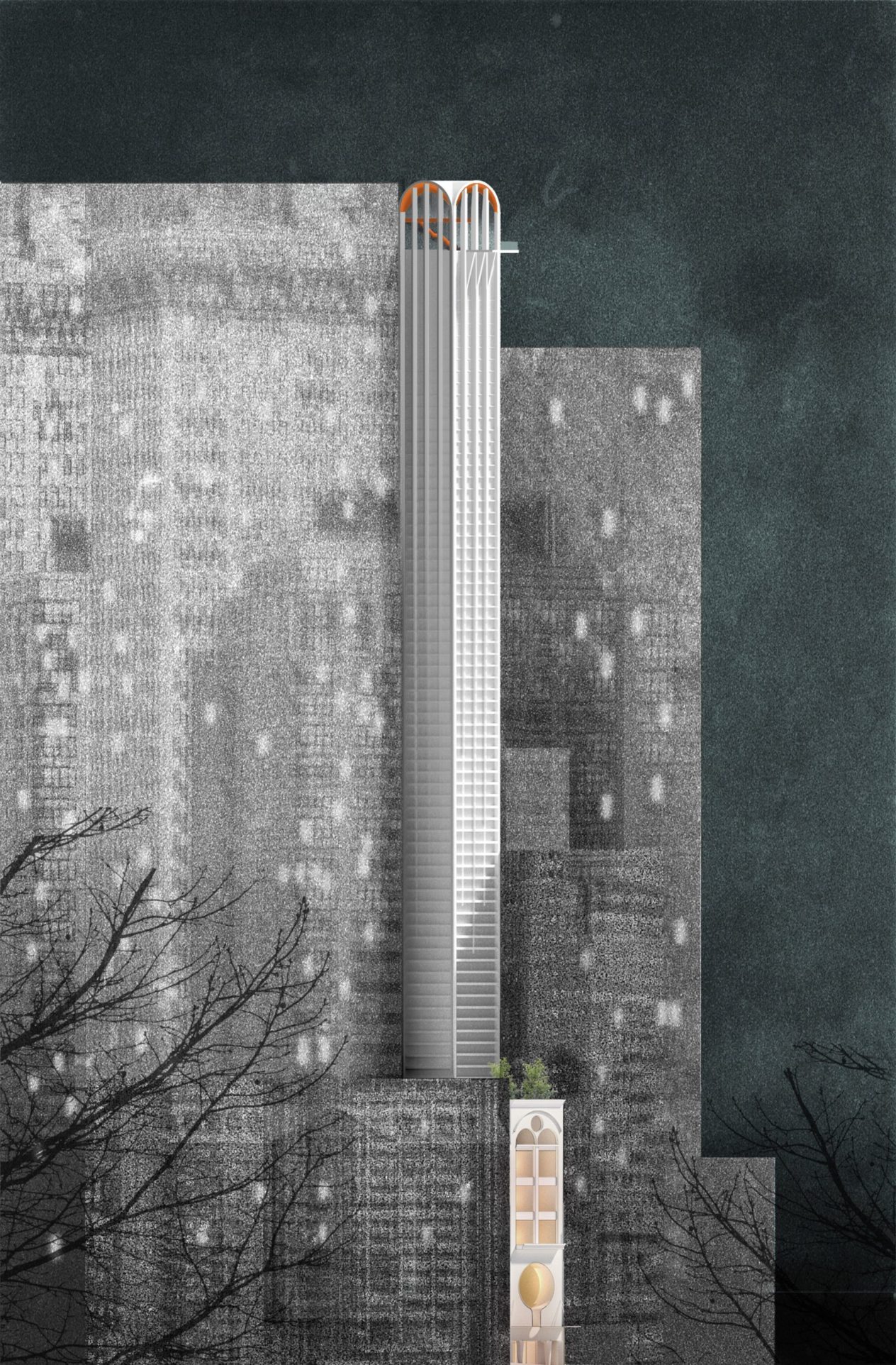 Illustration of Pencil Tower Hotel by Durbach Block Jaggers 